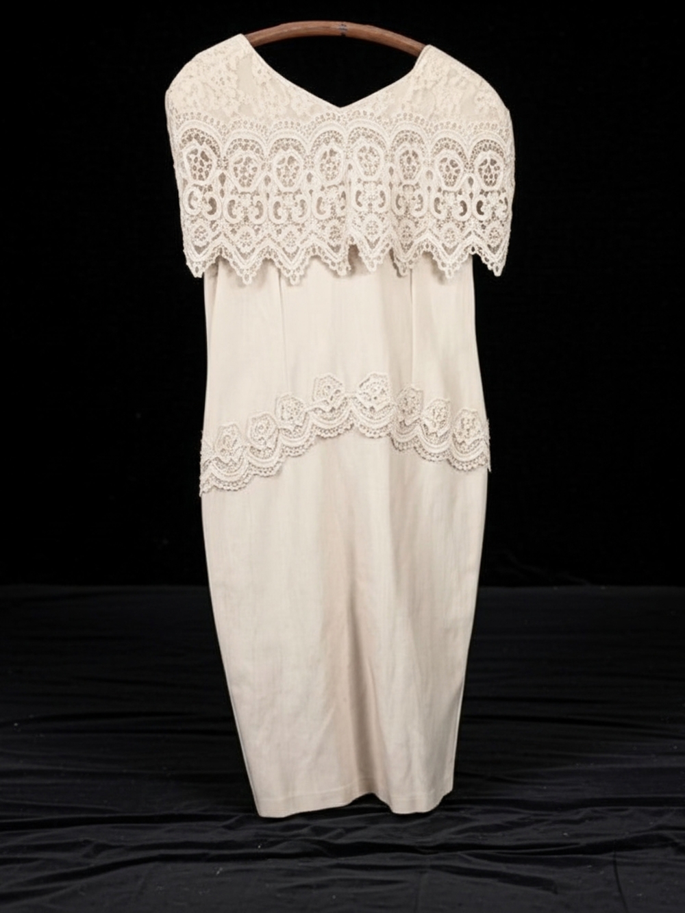 Vintage Lace-Trim Ivory Peplum Dress Bari Protas